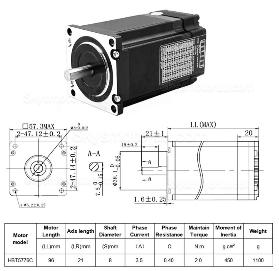 Nema 23 Geared Stepper Motor DLF+HBT5776C 3.5A with 4:1/5:1/10:1/20:1/25:1/40:1/50:1/100:1 Planetary Gearbox